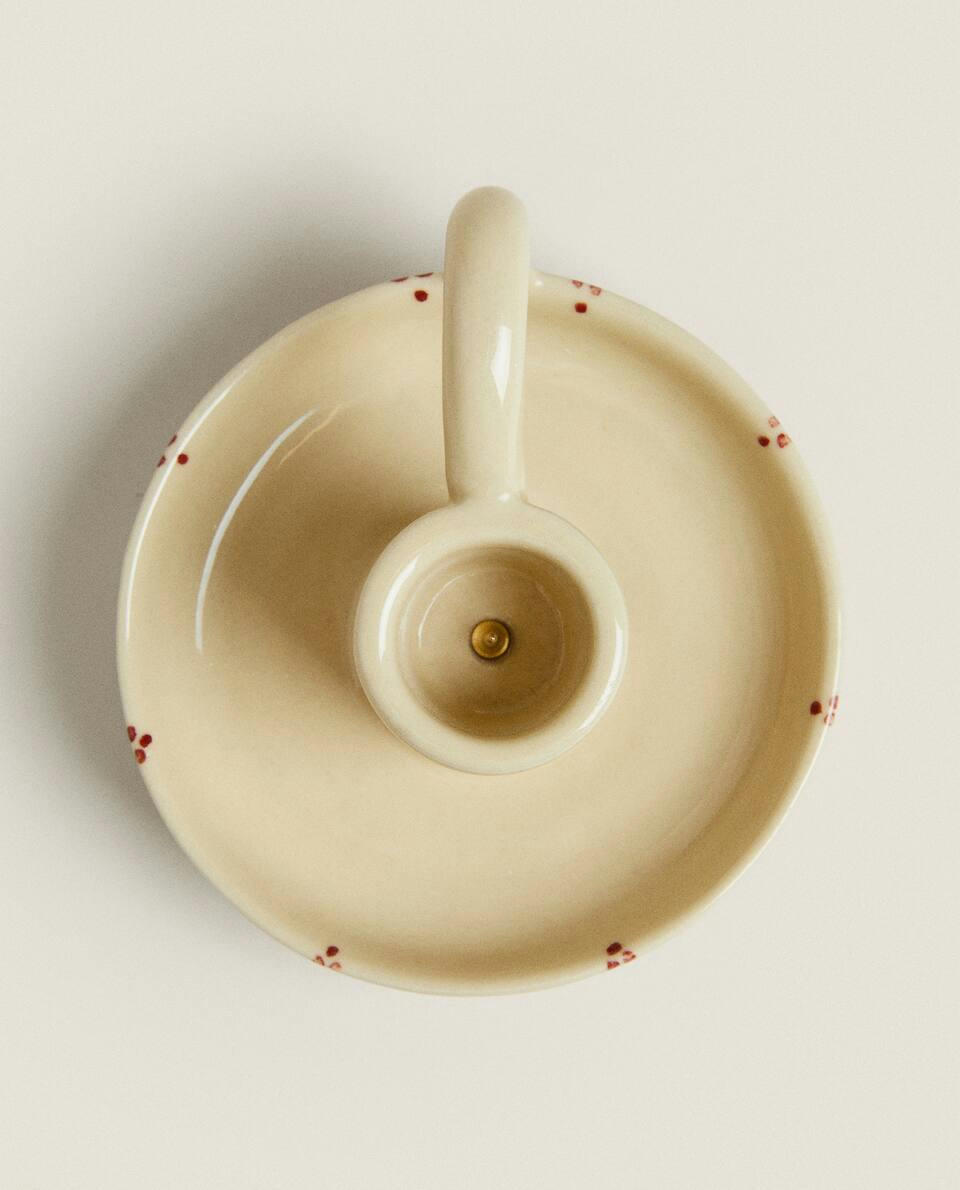 PAINTED CERAMIC CHRISTMAS CANDLESTICK