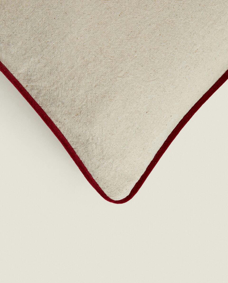 CUSHION COVER COTTON LINEN CHRISTMAS PIPING