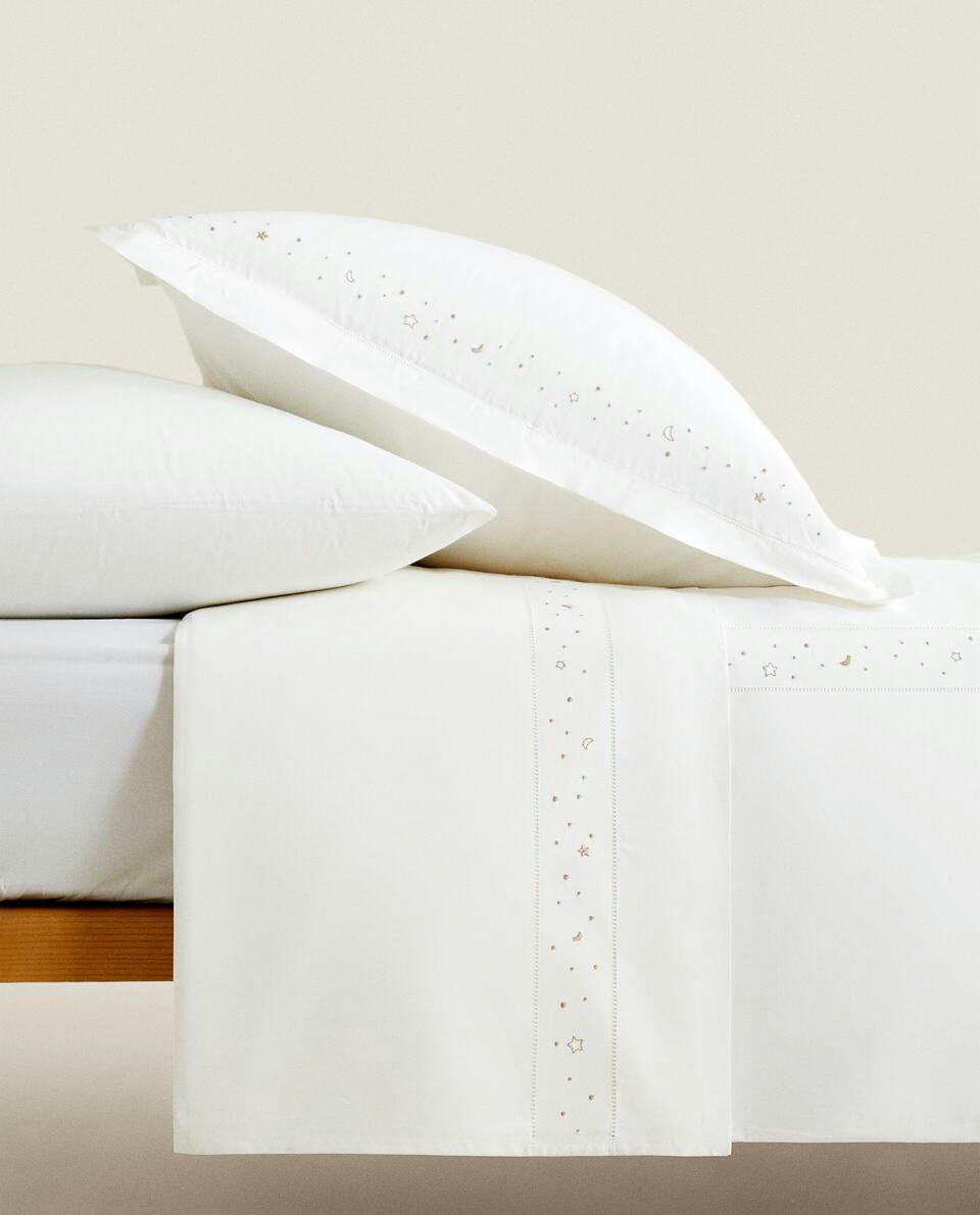 EMBROIDERED MOONS AND STARS DUVET COVER