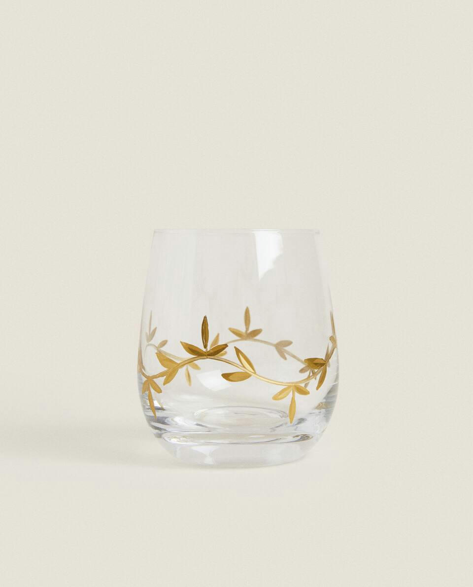 CHRISTMAS LEAF GLASS TUMBLER