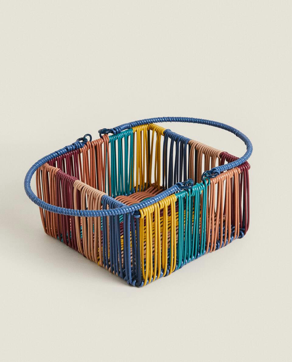 MULTICOLOURED WOVEN BASKET HANDLE