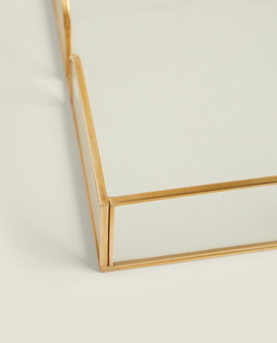 GLASS NAPKIN HOLDER WITH METAL TRIM