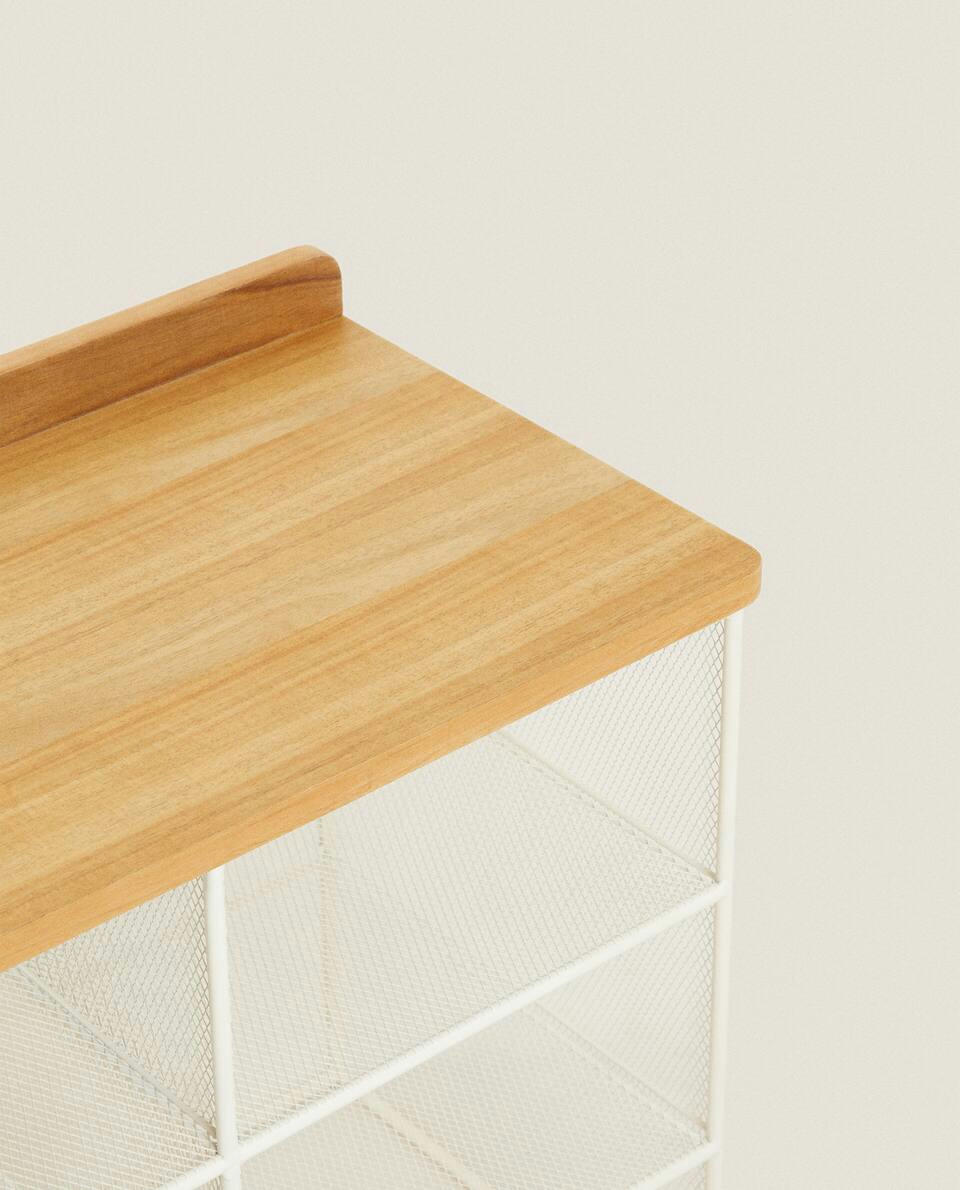 METAL AND WOOD BENCH