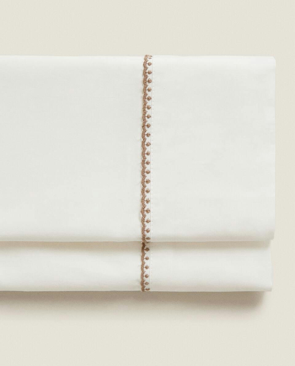 FLAT SHEET AND PILLOWCASE WITH TOPSTITCHING SET