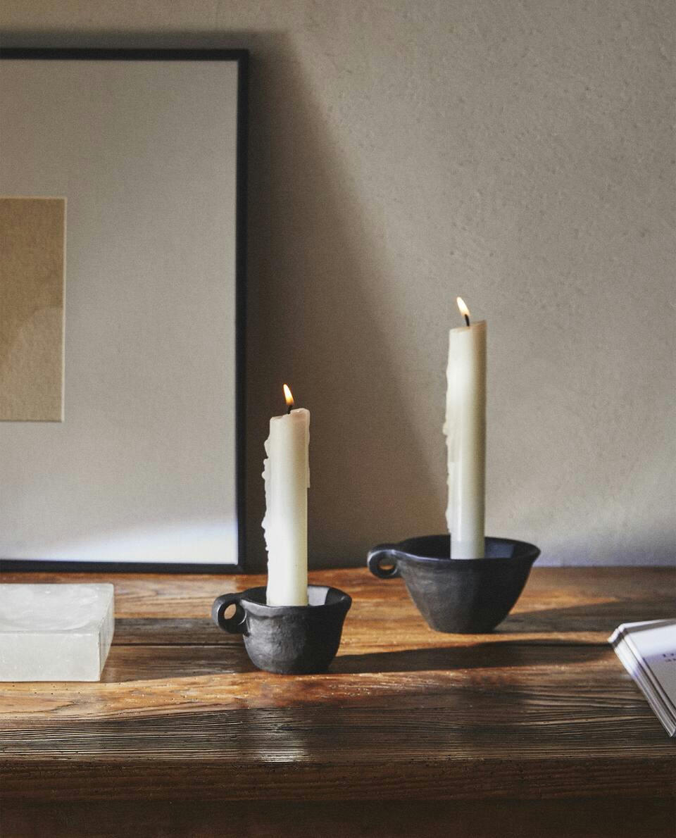 BLACK METALLIC TEALIGHT HOLDER