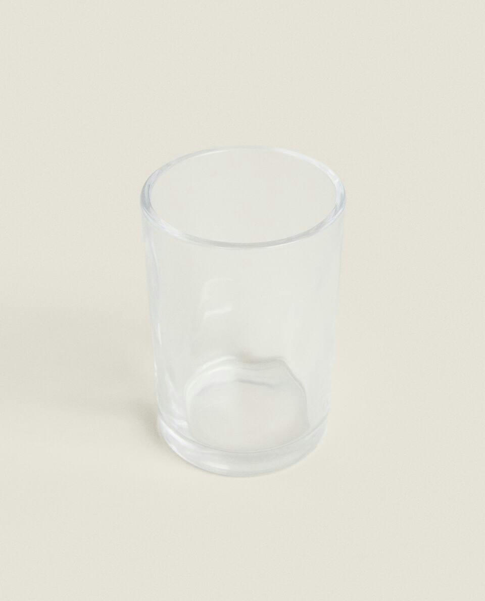 GLASS AND WOOD BATHROOM SET