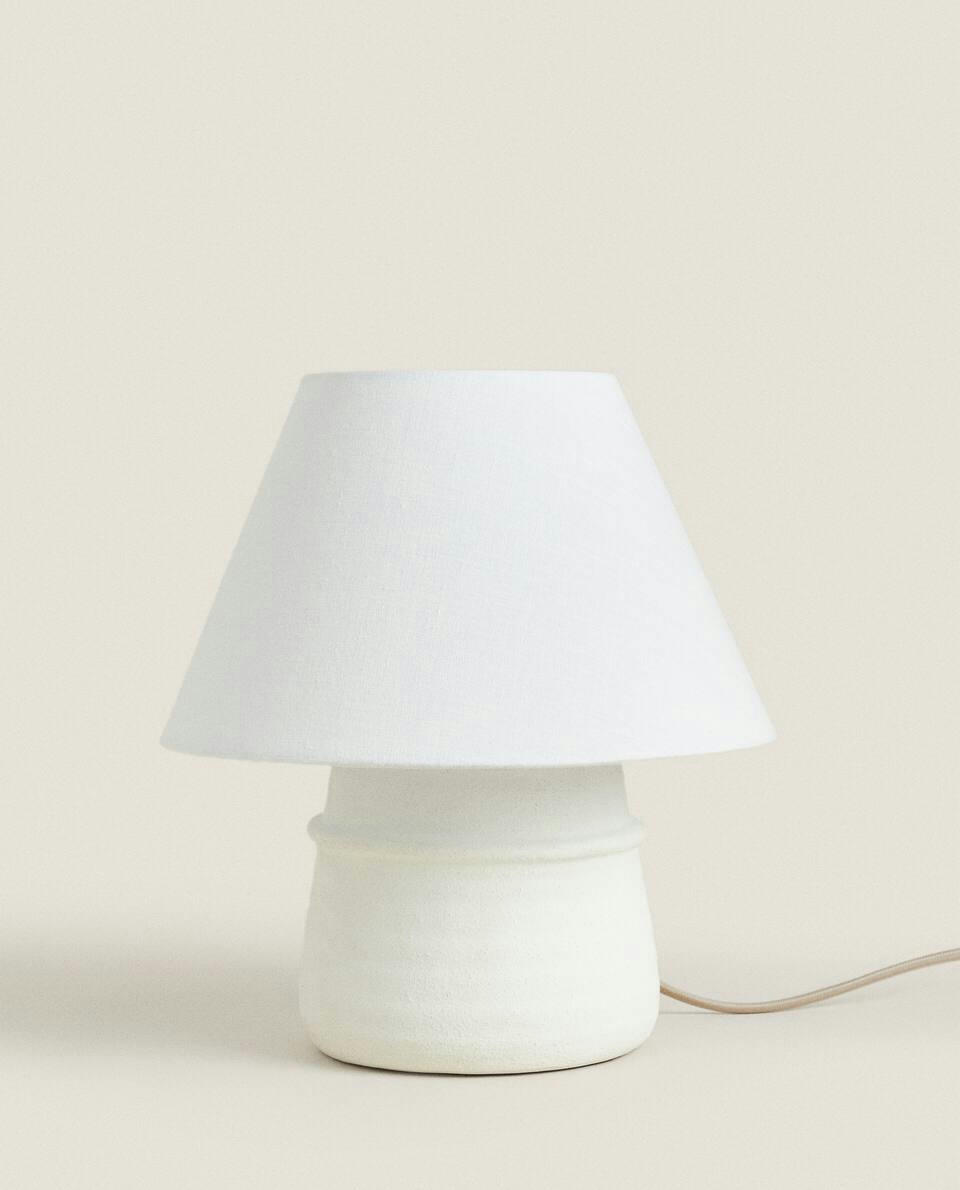 CERAMIC LAMP WITH LINEN LAMPSHADE