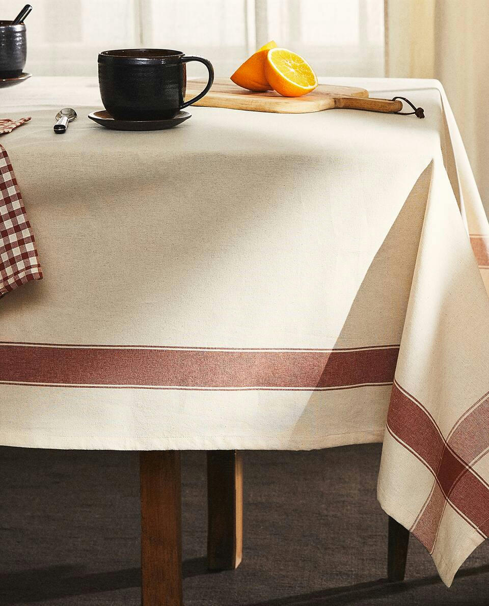 DYED THREAD COTTON TABLECLOTH