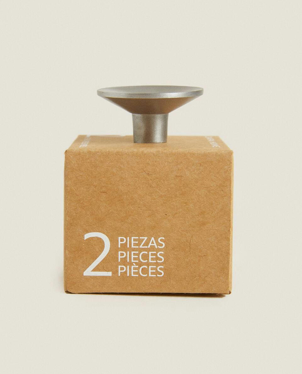 SILVER-COLOURED DOOR KNOB (PACK OF 2)