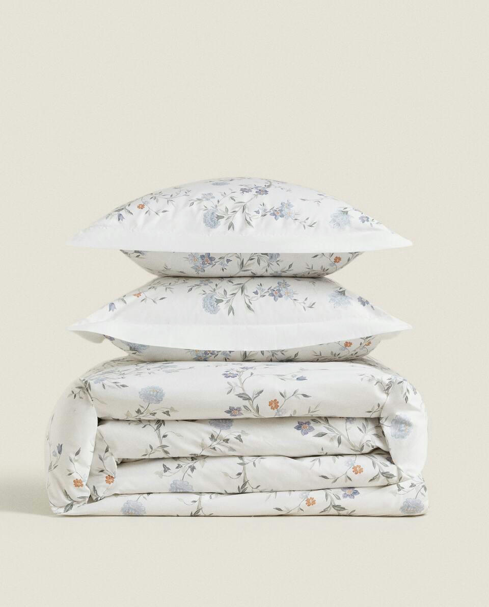 BLUE FLORAL PRINT DUVET COVER