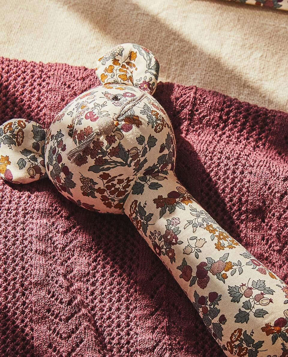 FLORAL PRINT FABRIC CHILDREN’S MOUSE RATTLE