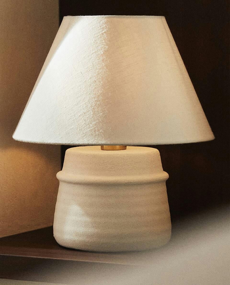 CERAMIC LAMP WITH LINEN LAMPSHADE