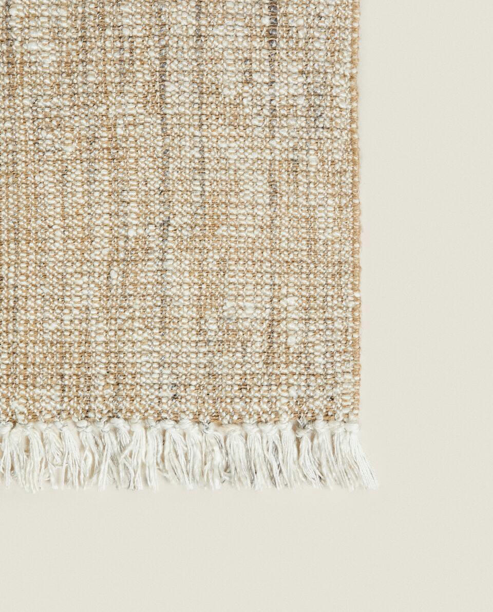 NON-SLIP FRINGED JUTE RUG