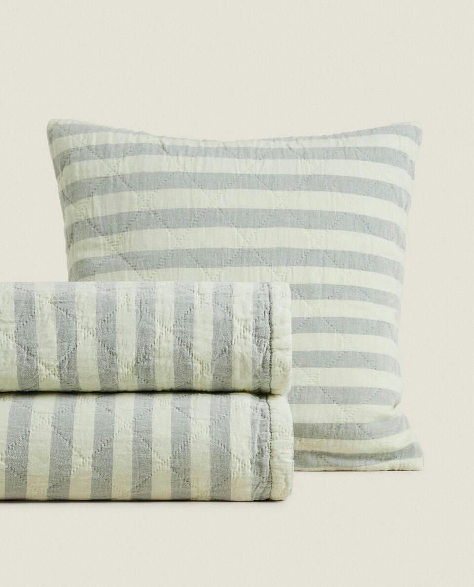 DYED THREAD STRIPED BEDSPREAD