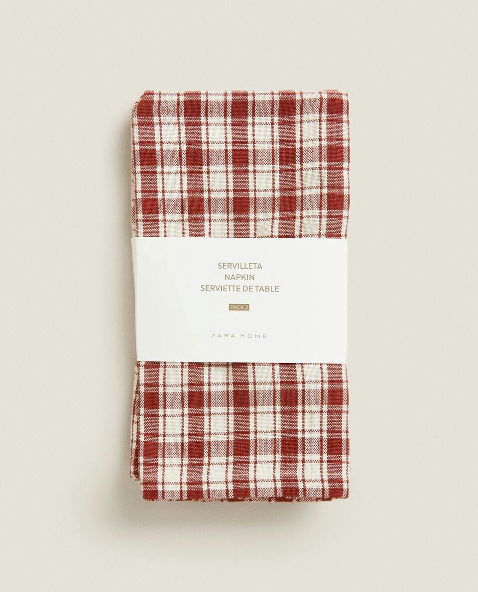 CHECK COTTON NAPKINS (PACK OF 2)
