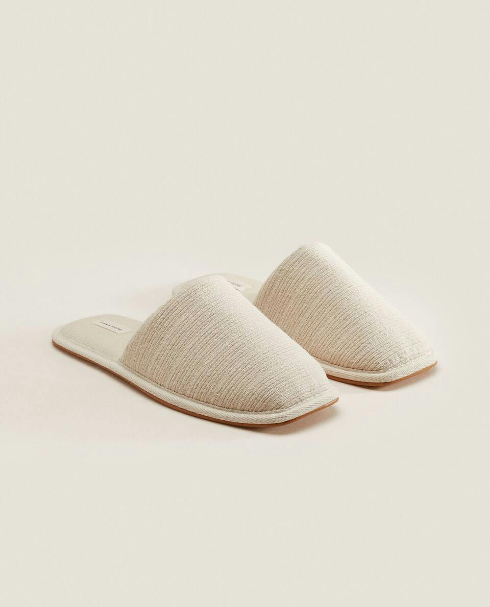 SQUARE TOE FABRIC SLIPPERS