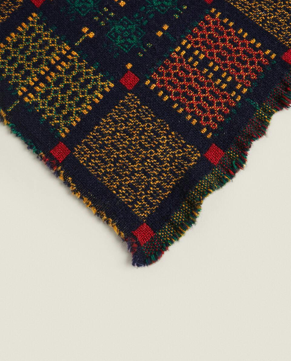 MULTICOLOURED CHRISTMAS JACQUARD WOOL BLANKET