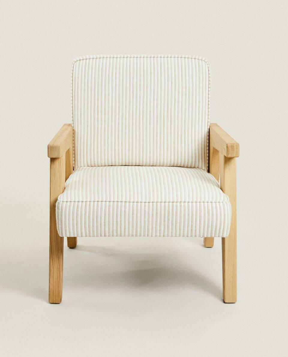 ZARA HOME BY BLASCO UPHOLSTERED OAK ARMCHAIR