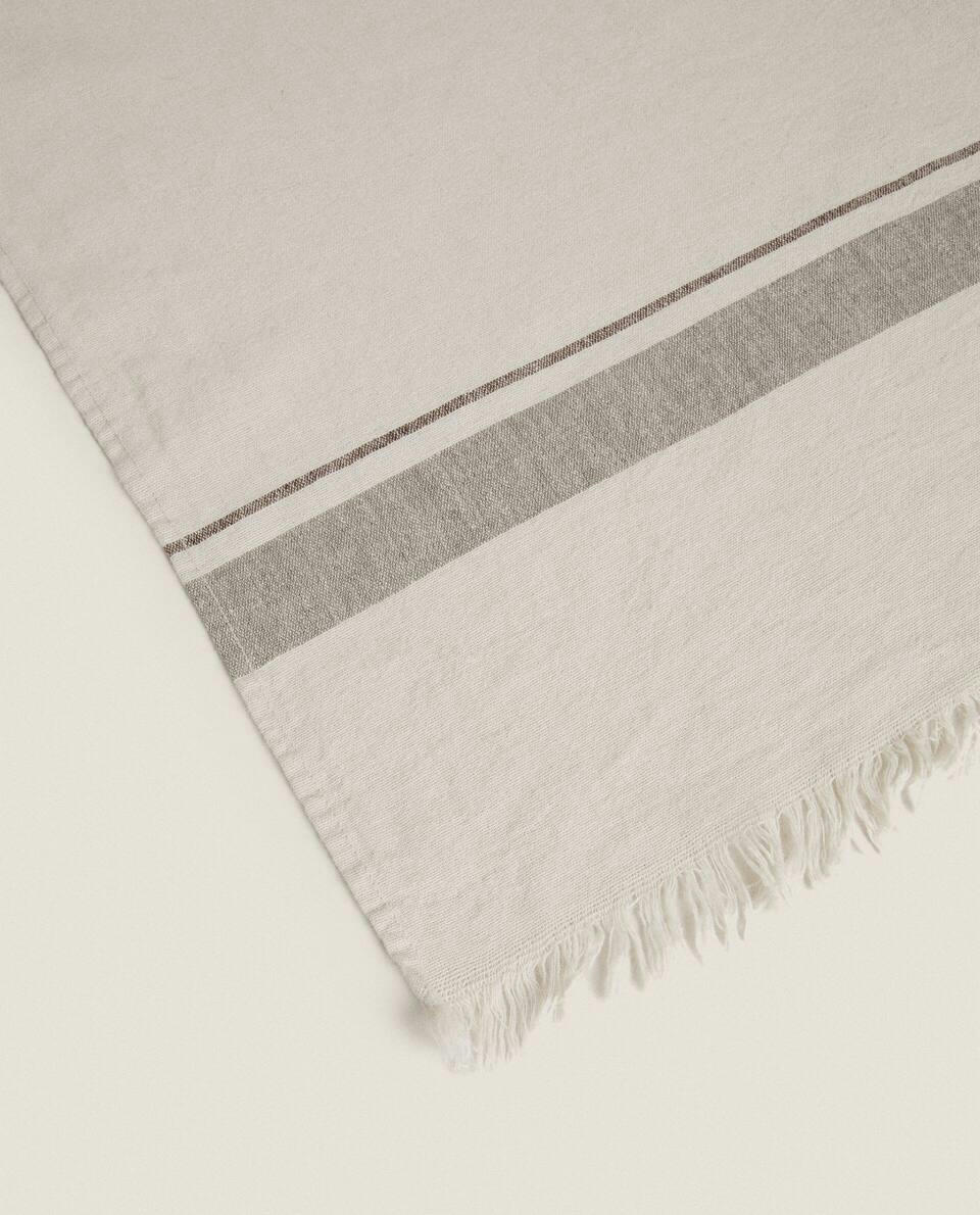 STRIPED COTTON-LINEN BLANKET