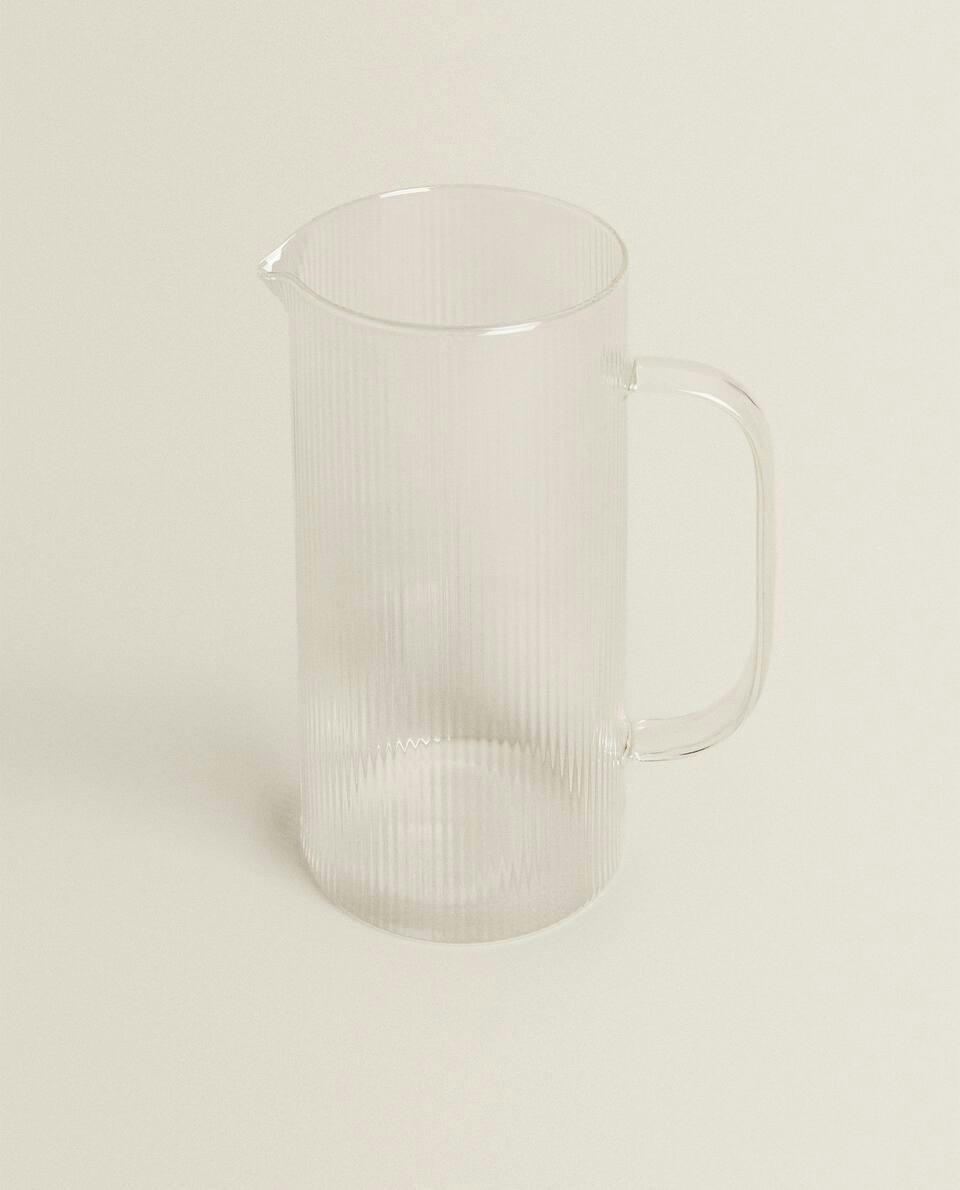 BOROSILICATE GLASS JUG WITH LINE DESIGN