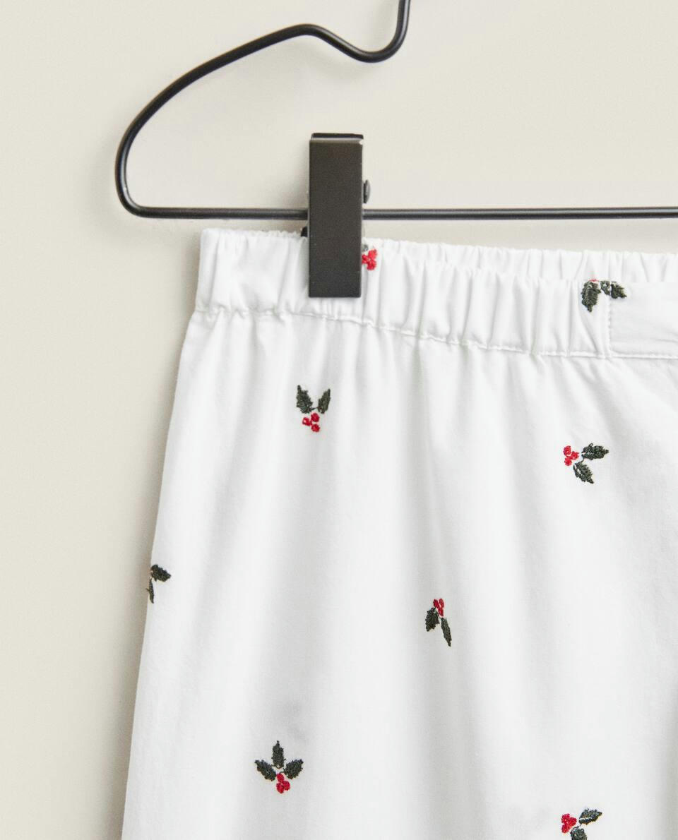 COTTON PYJAMA BOTTOMS WITH CHRISTMAS HOLLY