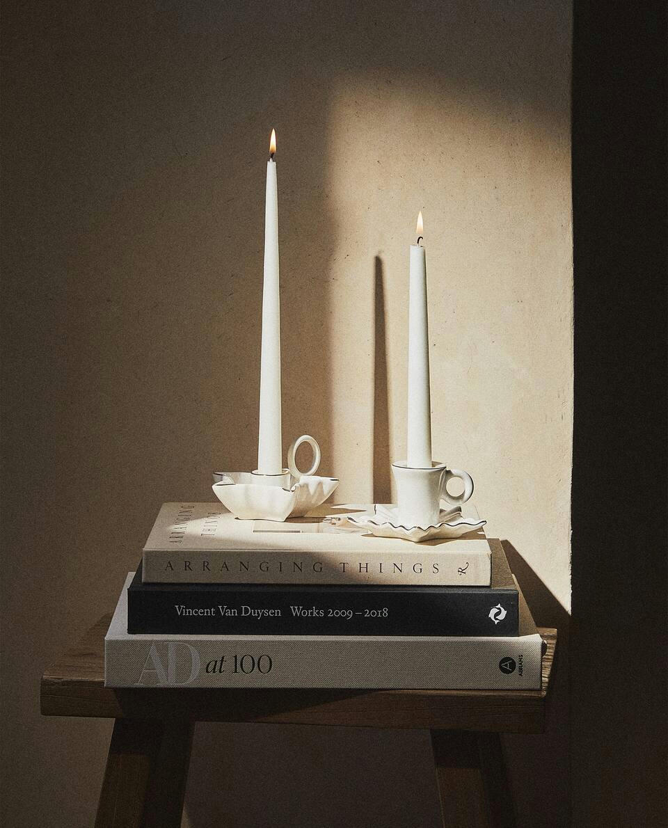 CHRISTMAS LEAF CANDLEHOLDER WITH RIM