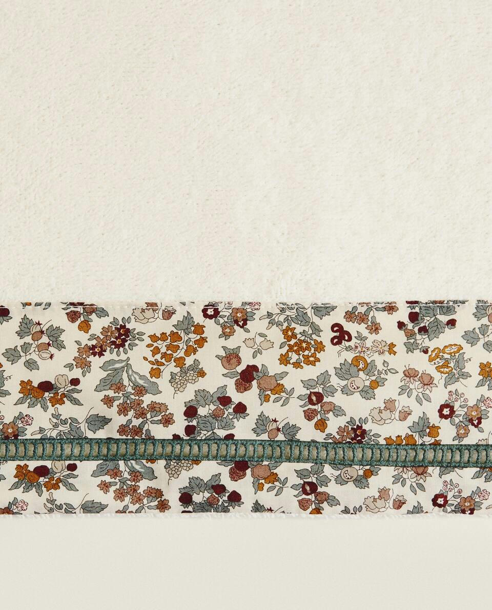 FLORAL PRINT FABRIC CHILDREN’S COTTON TOWEL WITH BORDER