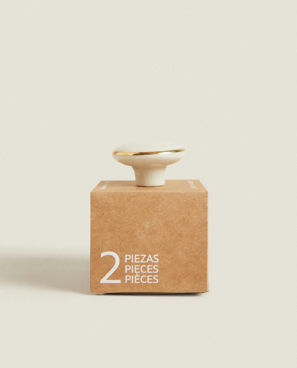 GOLD AND WHITE DOOR KNOB (PACK OF 2)