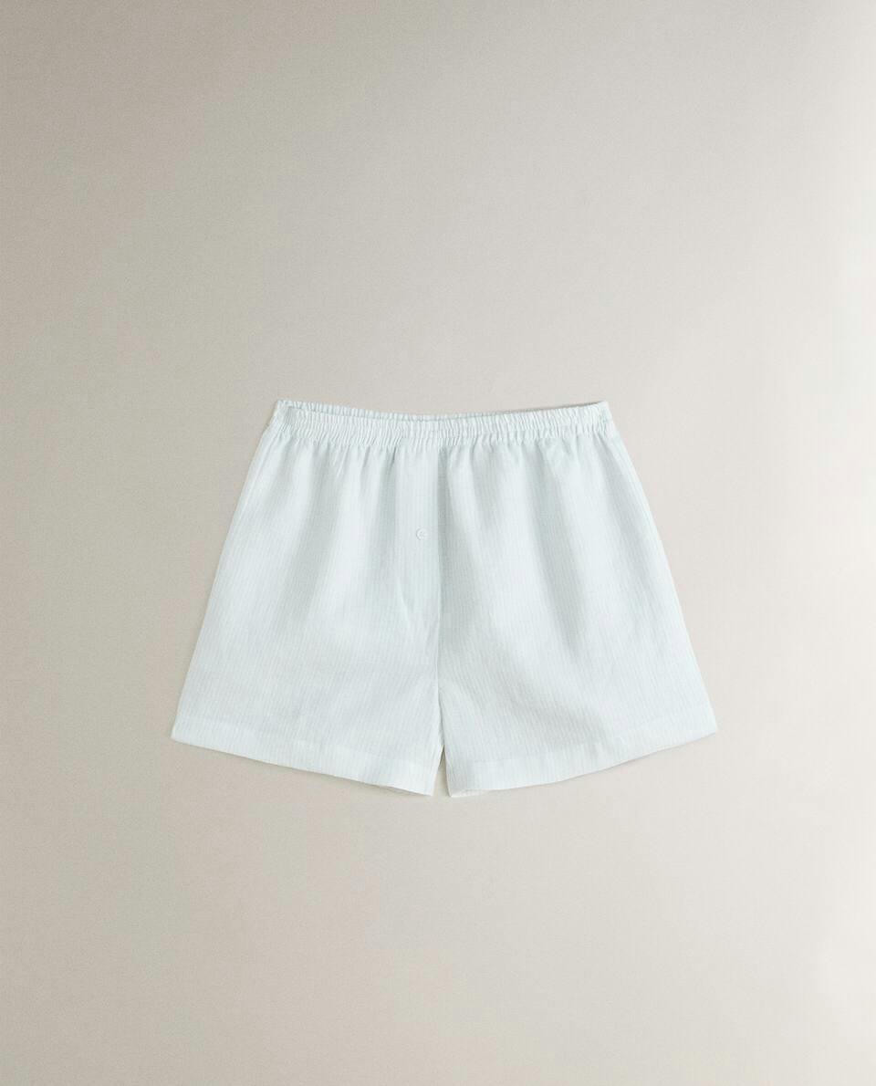 STRIPED LINEN SHORTS