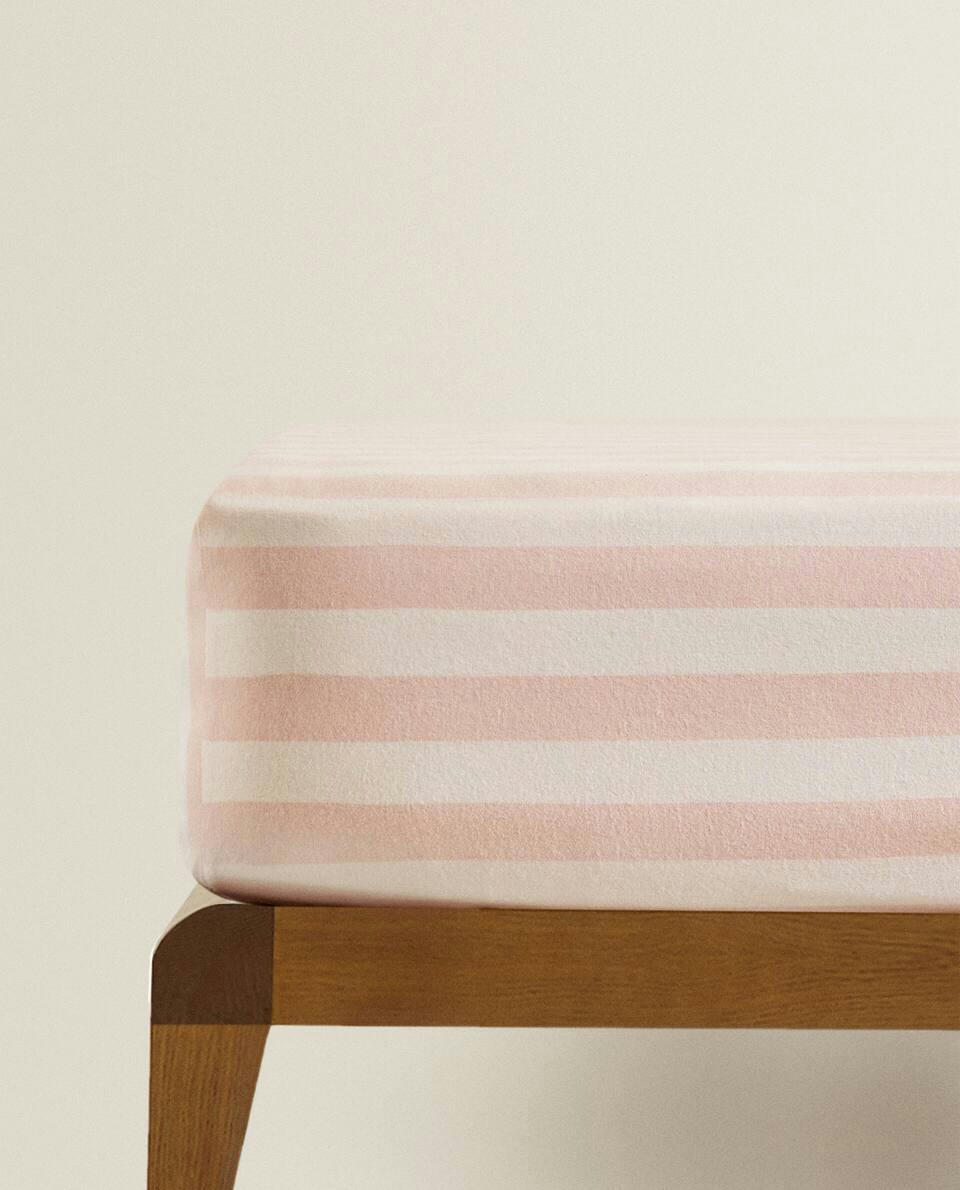 STRIPED FLANNEL FITTED SHEET