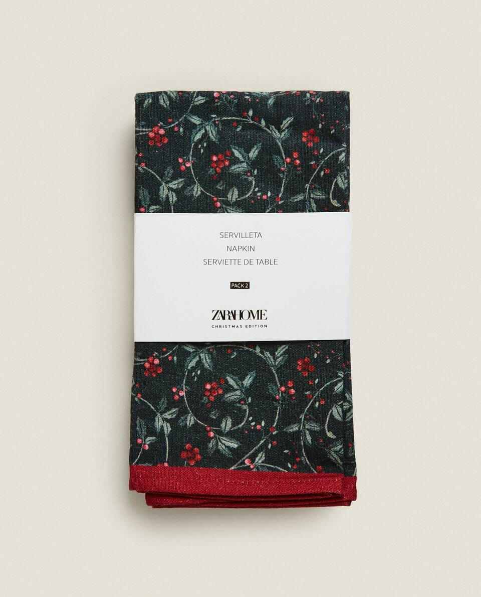 PACK OF COTTON CHRISTMAS VINE NAPKINS (PACK OF 2)