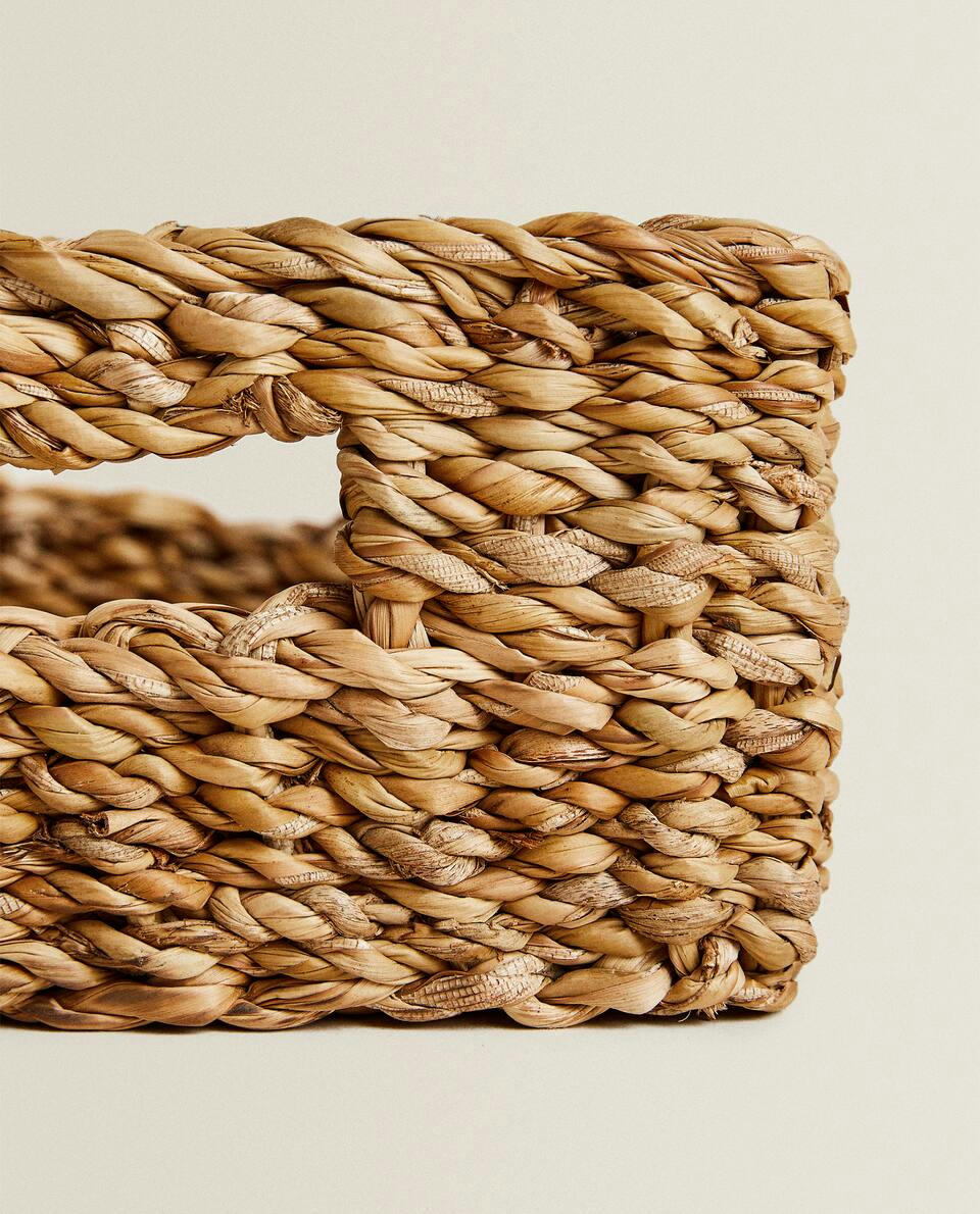 SQUARE WOVEN BASKET WITH HANDLES