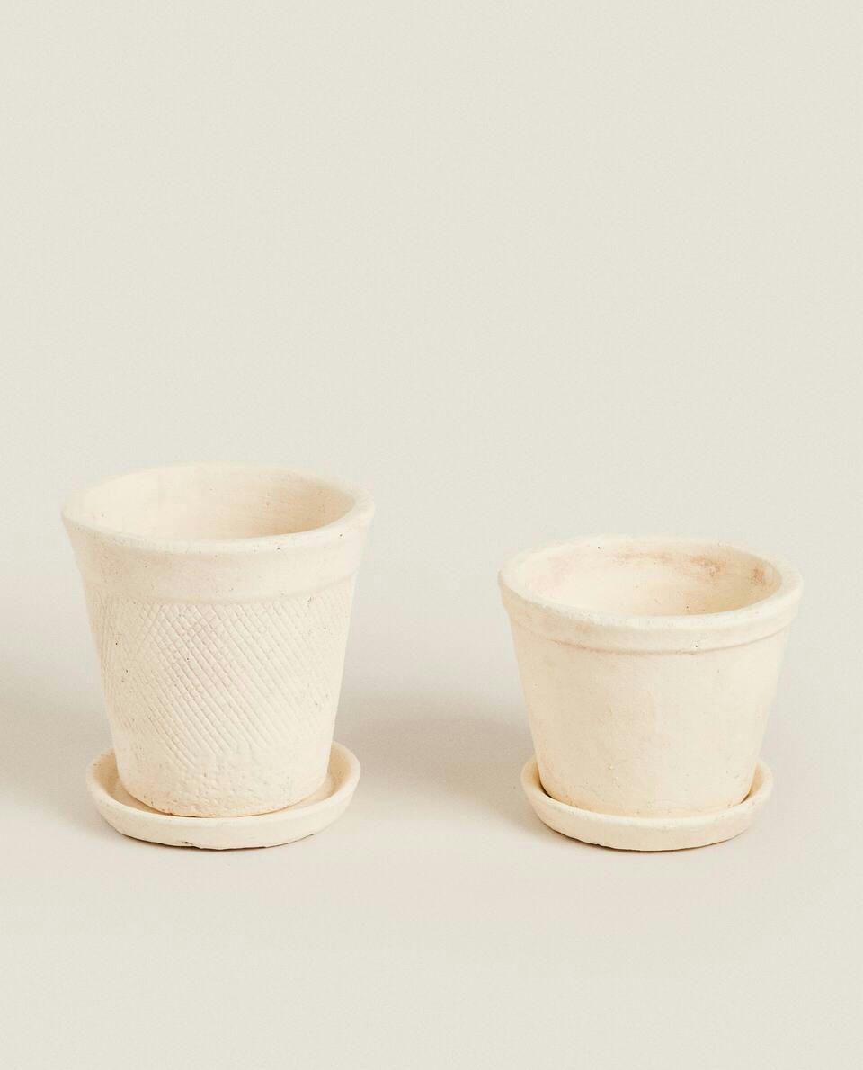 WHITE CLAY FLOWERPOT