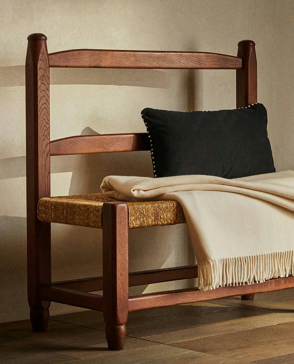 WOODEN BENCH WITH BACK