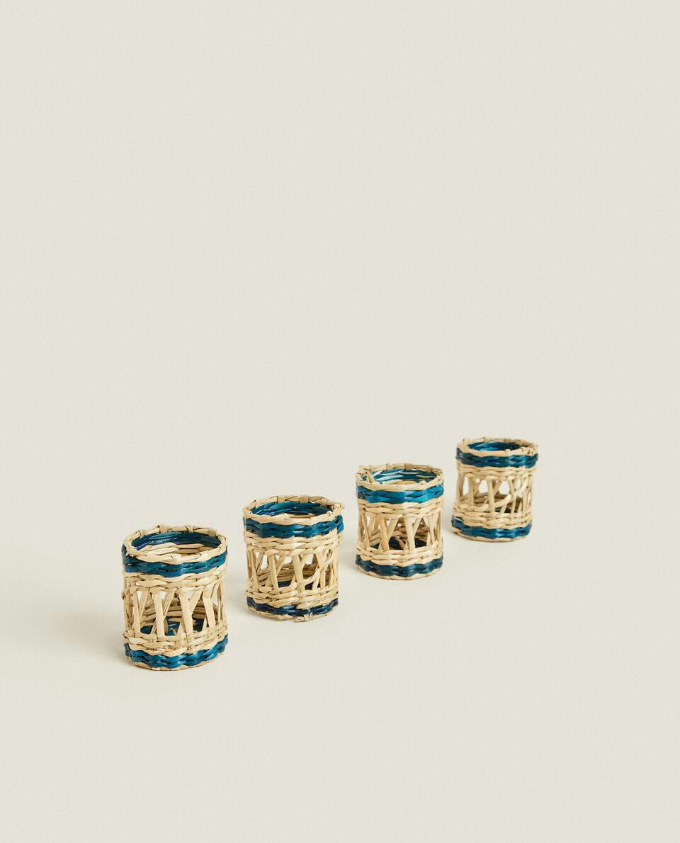 COLOURED FIBRE NAPKIN RINGS (PACK OF 4)