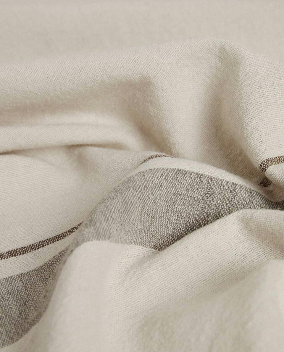 STRIPED COTTON-LINEN BLANKET