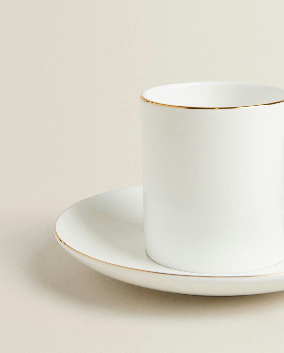 GOLD BONE CHINA COFFEE CUP AND SAUCER