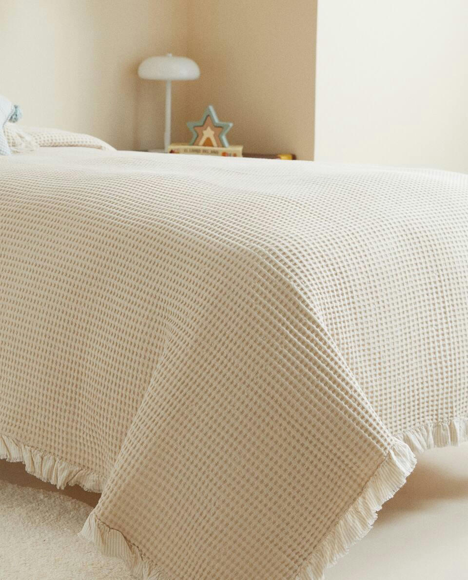 WAFFLE TEXTURE COTTON BEDSPREAD