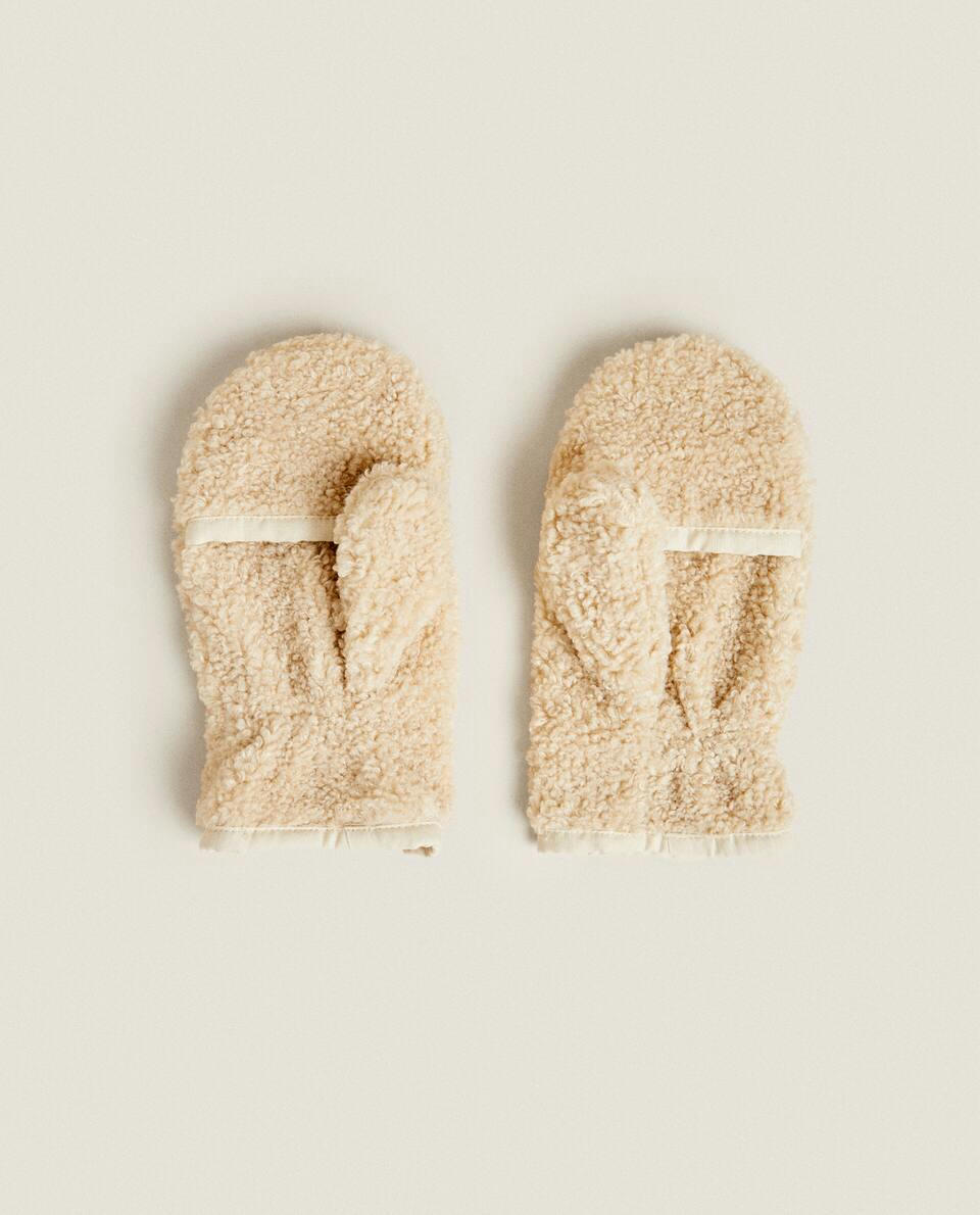 FAUX SHEARLING MITTENS