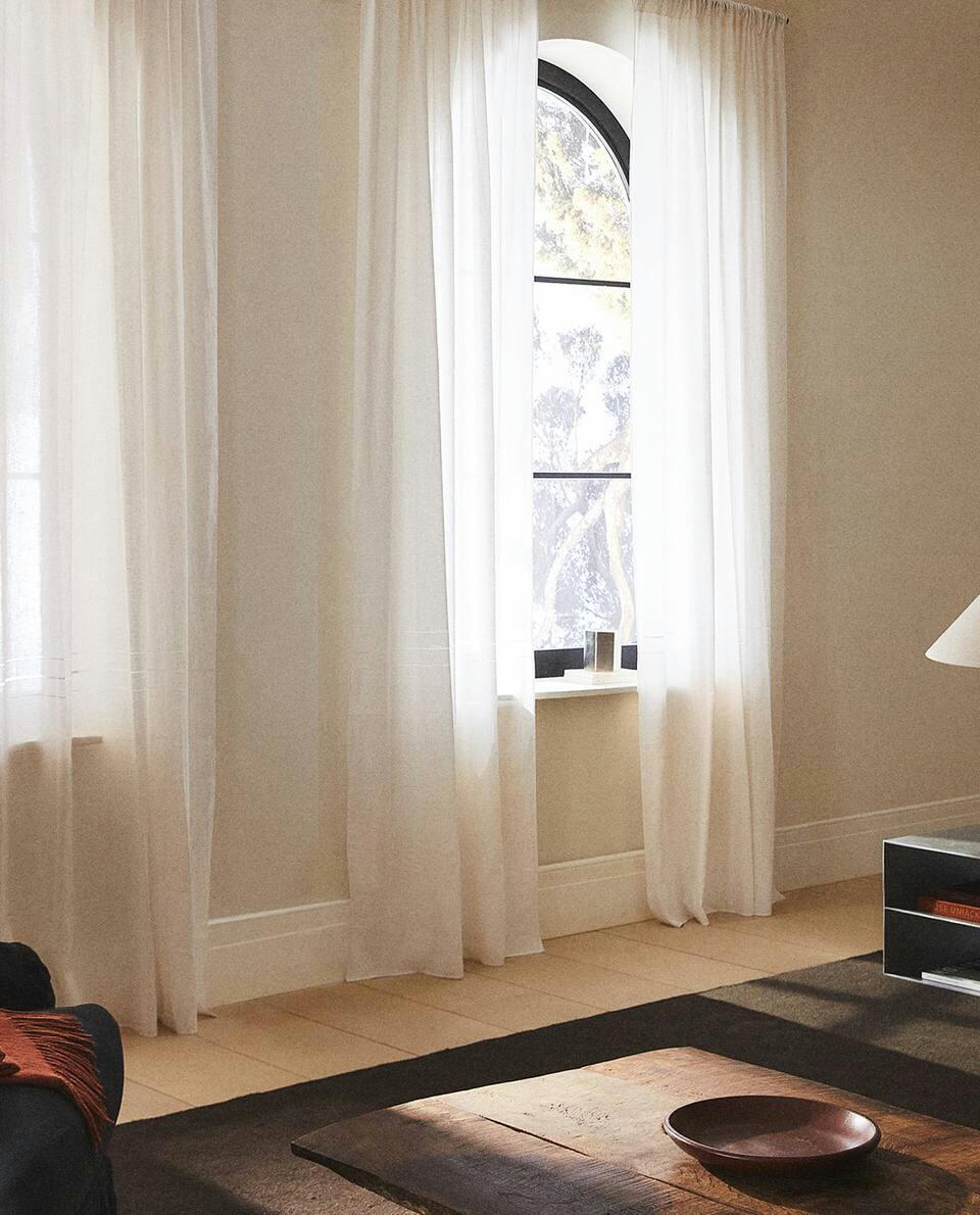 HEMSTITCHED LINEN CURTAIN