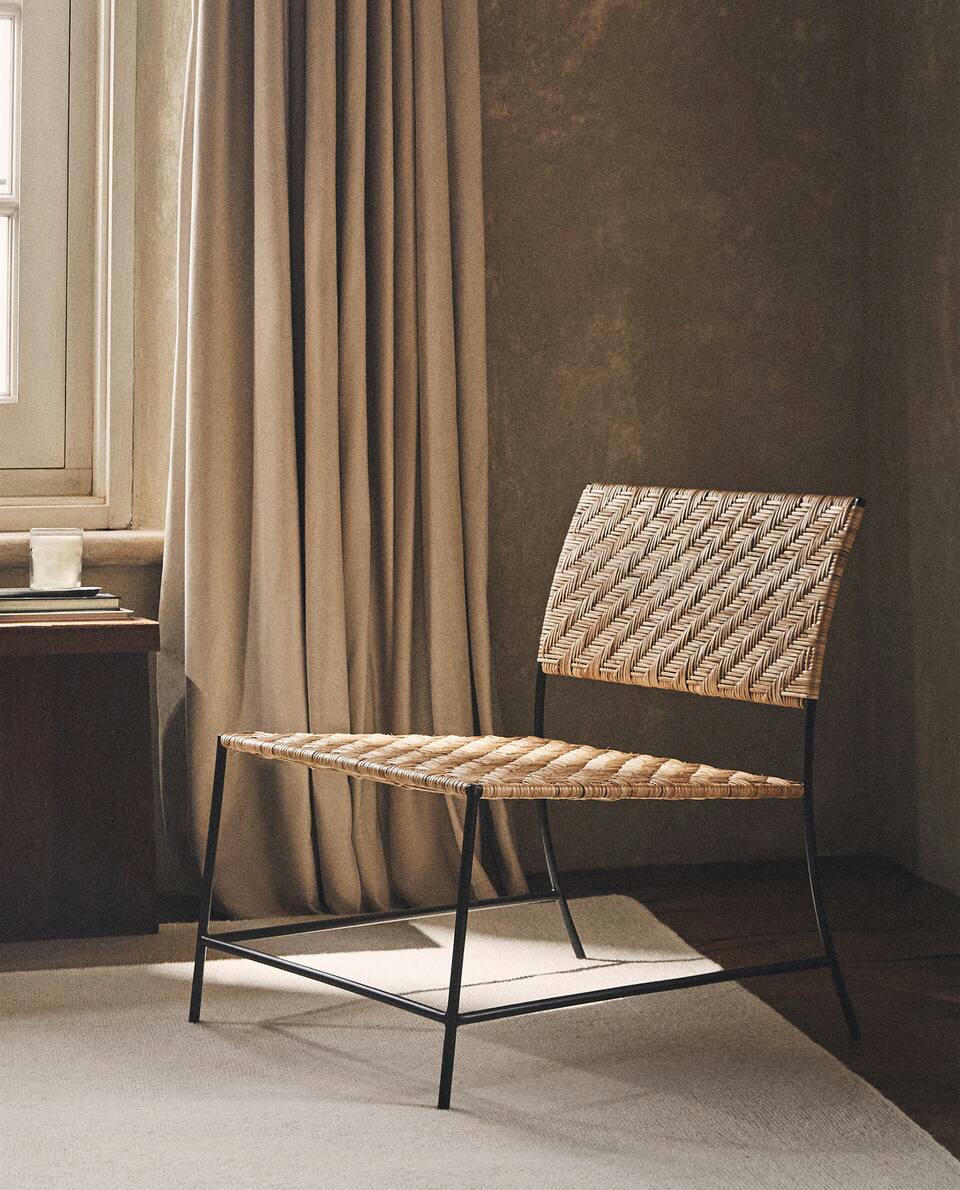 WOVEN RATTAN METAL CHAIR