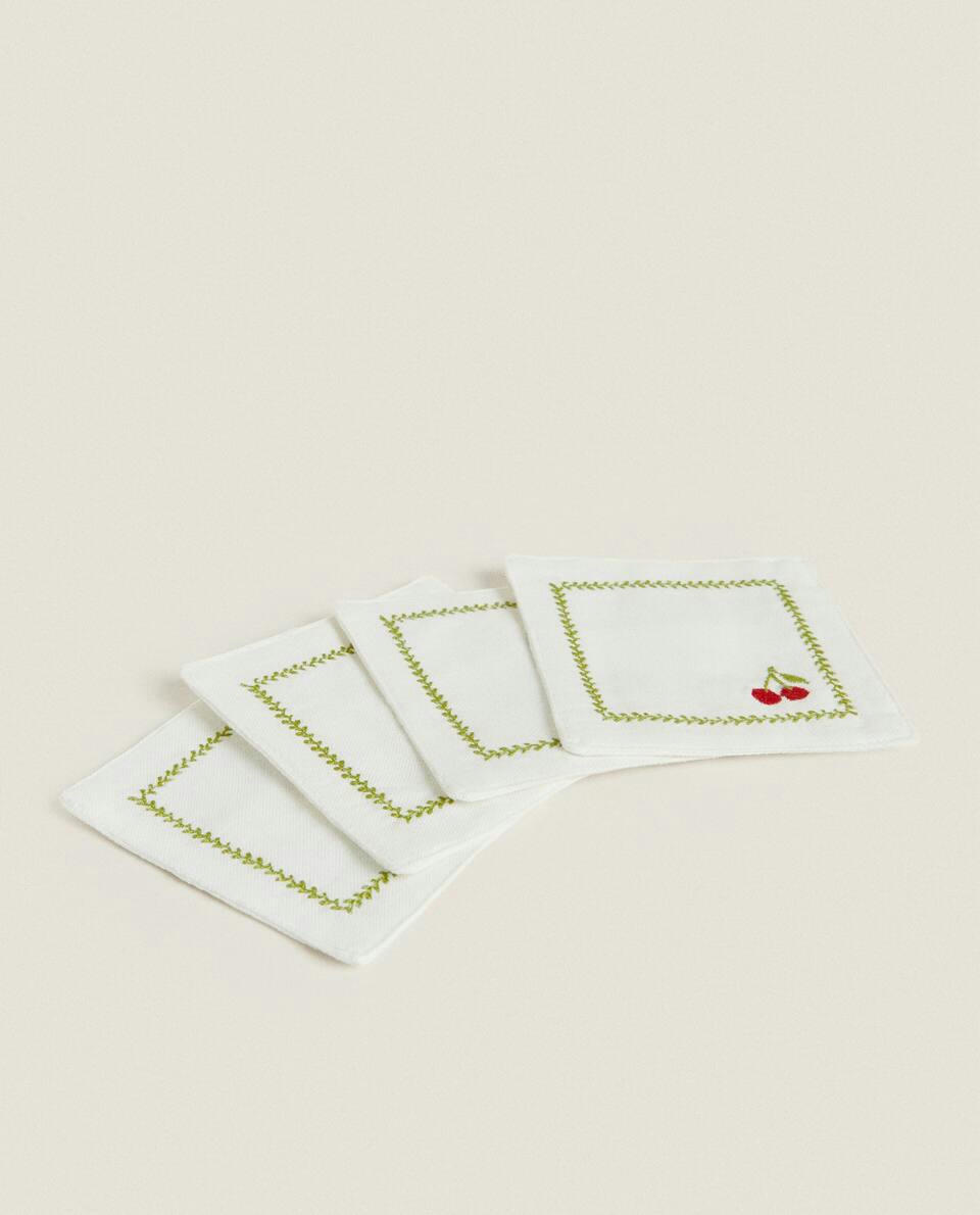 EMBROIDERED COTTON COASTERS