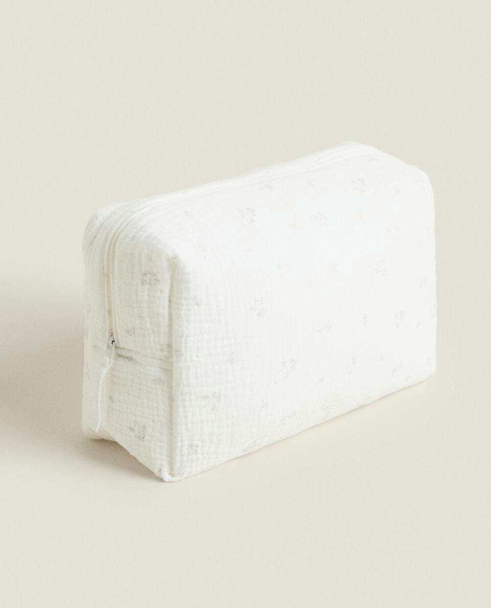 COTTON MUSLIN CLOVER TOILETRY BAG
