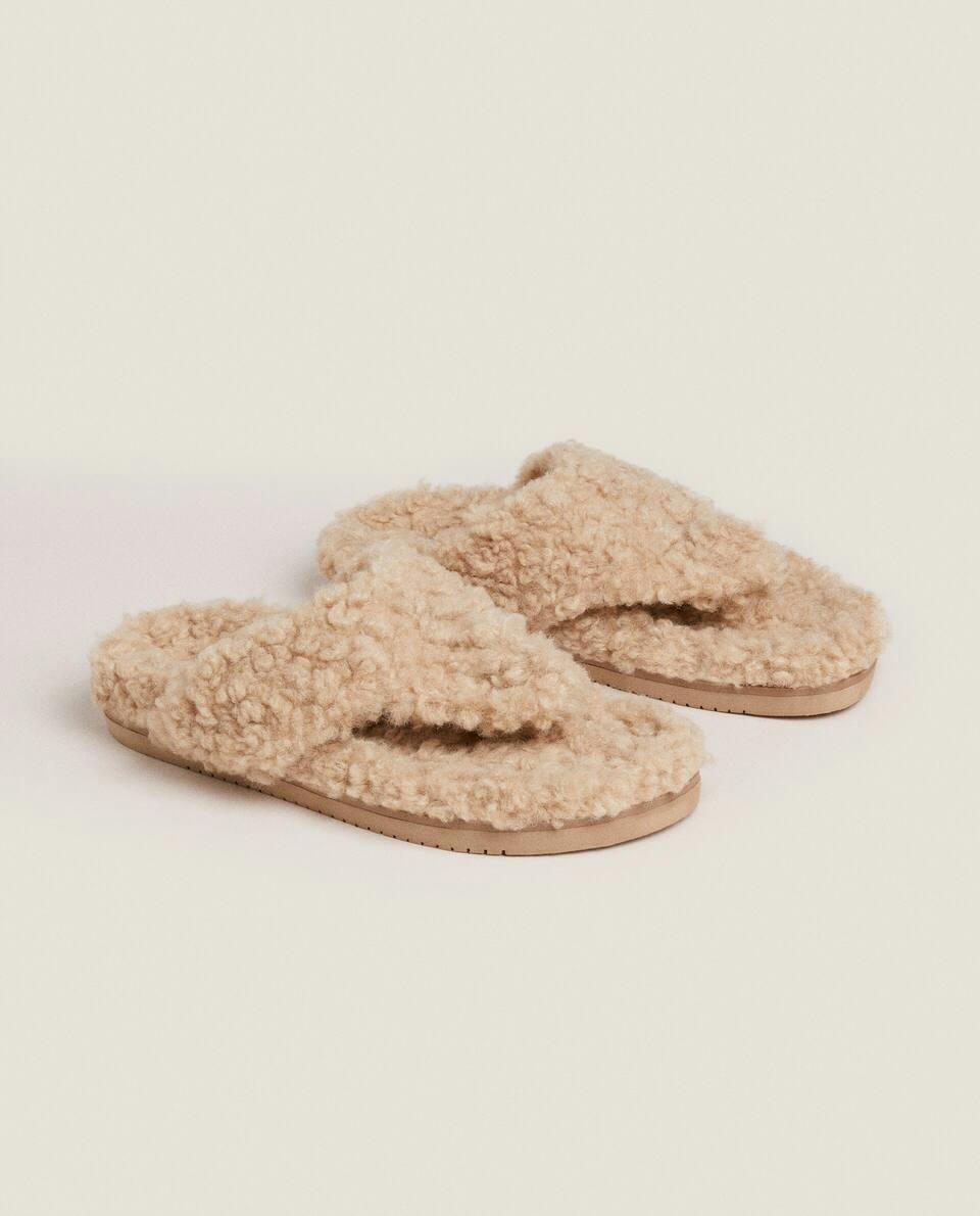 FAUX FUR SANDALS