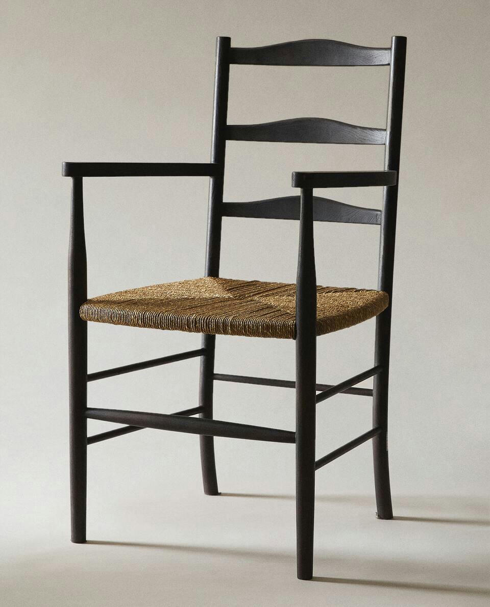 ASH AND SEAGRASS CHAIR WITH ARM RESTS