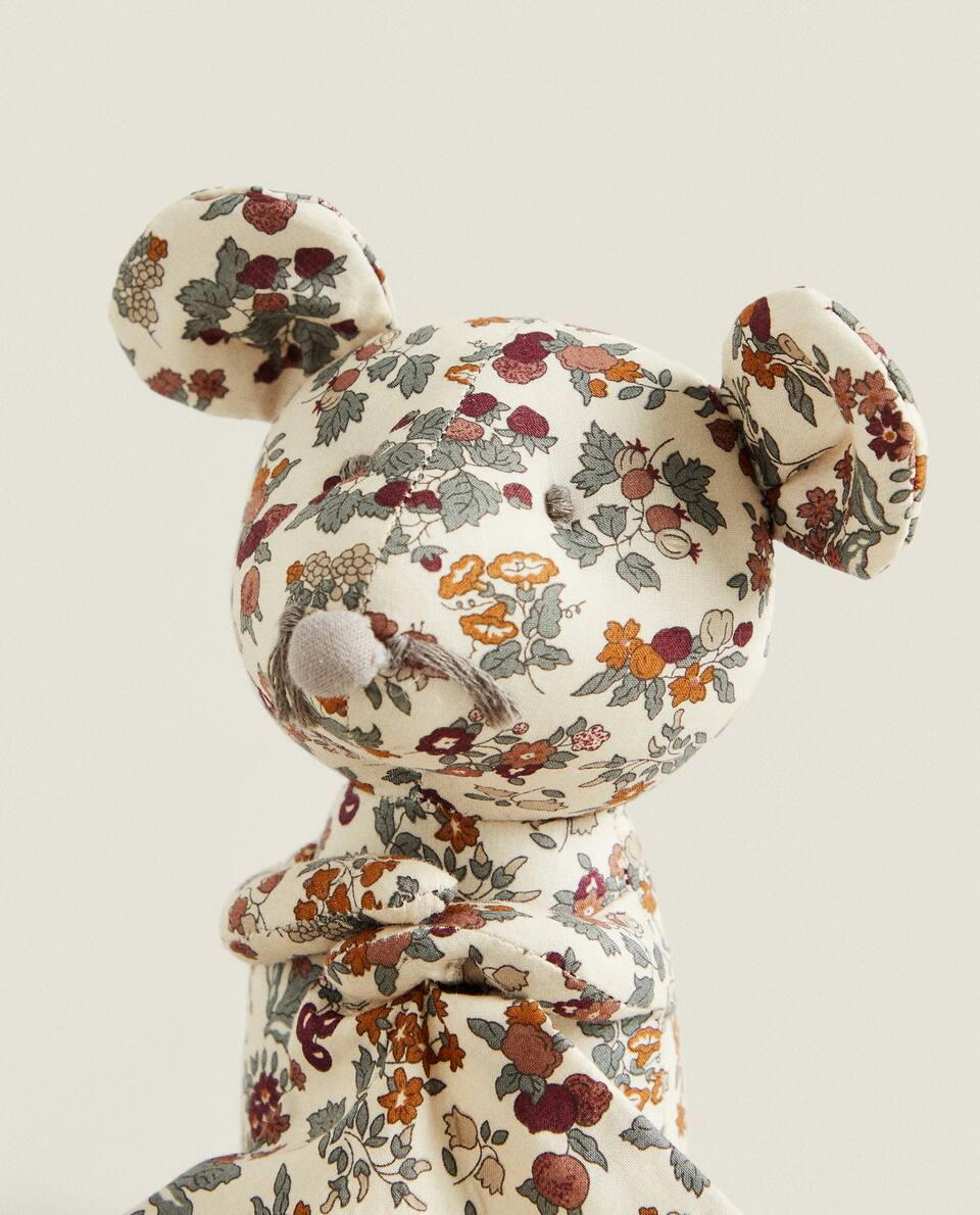 FLORAL PRINT FABRIC CHILDREN’S MOUSE CUDDLY SOFT TOY