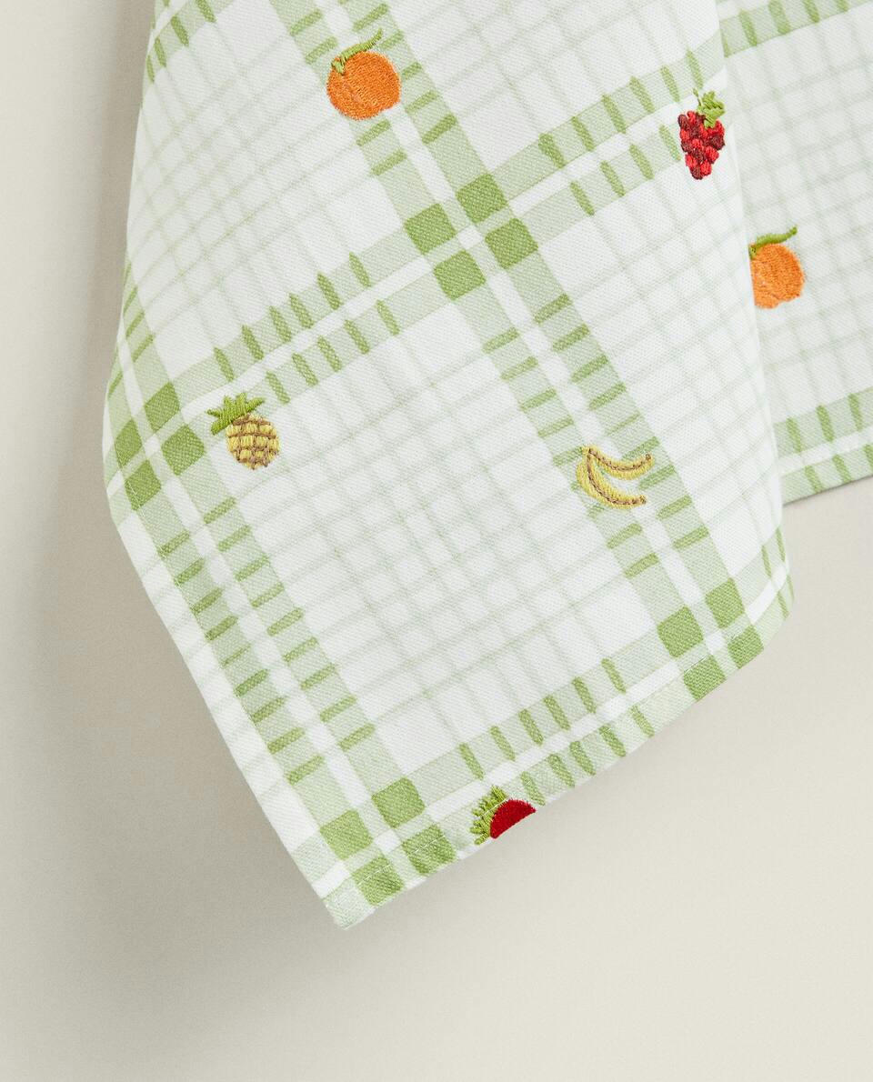 PRINTED AND EMBROIDERED TEA TOWEL