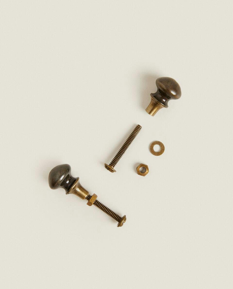 GREY BRASS DOOR KNOB (PACK OF 2)