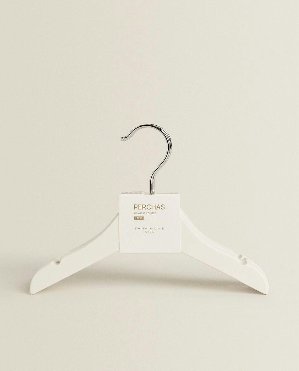 OYSTER WHITE WOODEN BABY HANGER (PACK OF 3)