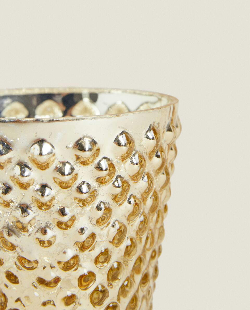 CHRISTMAS MERCURISED GLASS TEALIGHT HOLDER